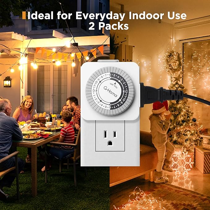 G-Homa Timers for Electrical Outlets, 24 Hour Indoor Plug-in Mechanical Timer - Image 7