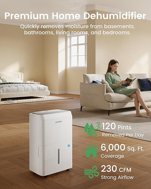 Waykar 6, 000 Sq. Ft. Energy Star 120 Pint Dehumidifier - Image 2