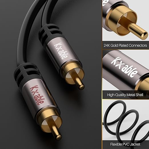 RCA Cable 100FT, 2RCA Male to 2RCA Male Stereo Audio Cable, 【Oxygen-Free Copper - Image 2