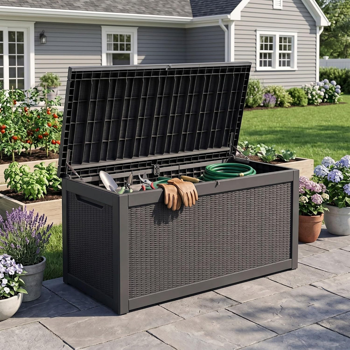 380 gallon outdoor storage box waterproof lockable deck, main product view