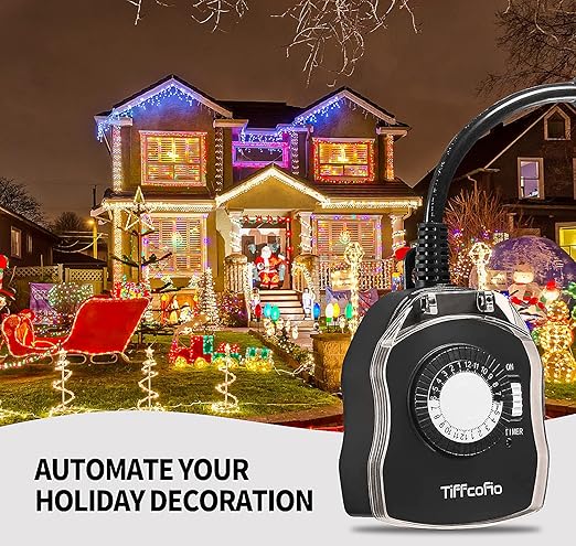 TiFFCOFiO Outdoor Timer Outlet, 24 Hour Mechanical Outdoor Timer - Image 5