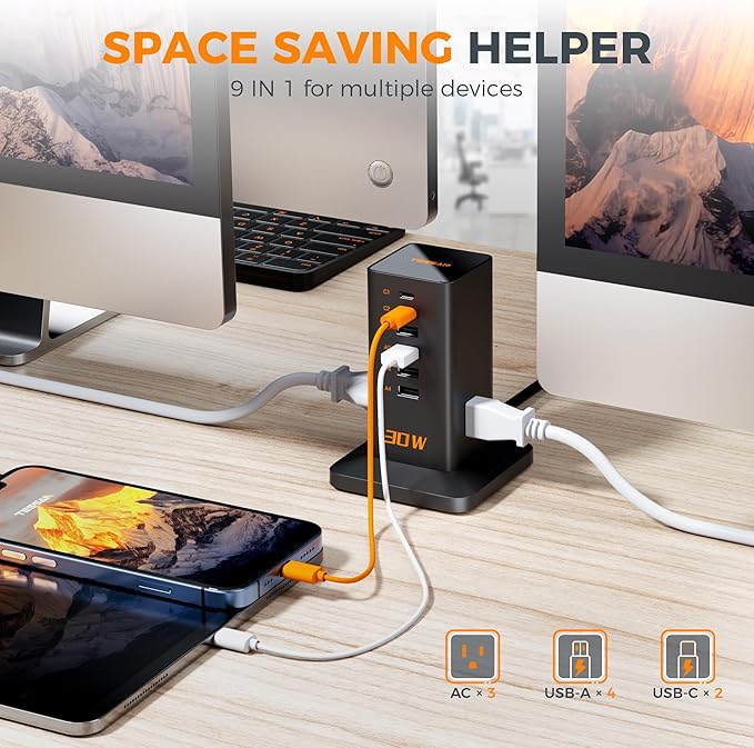 Charging Station 30W, TESSAN 9-in-1 Charger Blocks - Image 2