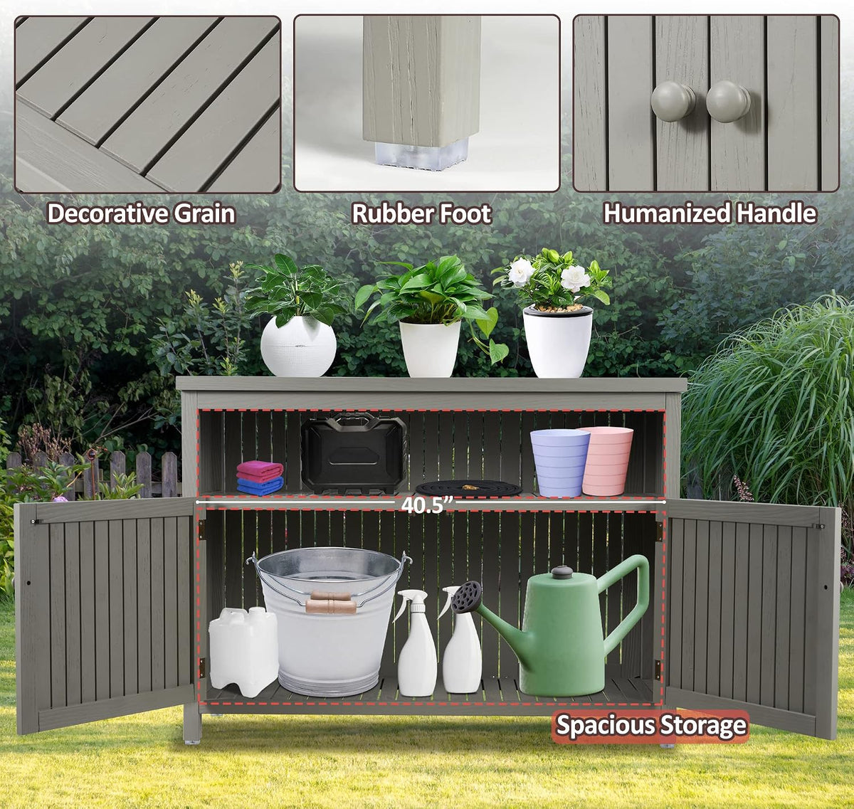 ahb outdoor console sideboards buffet cabinet(grey) on a desk or shelf