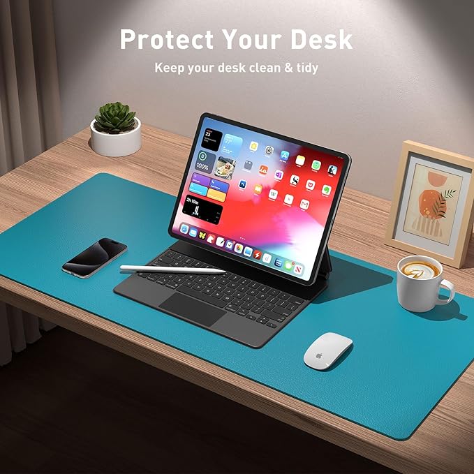 Aothia Leather Desk Pad Protector, Mouse Pad, Office Desk Mat, Non-Slip PU - Image 3