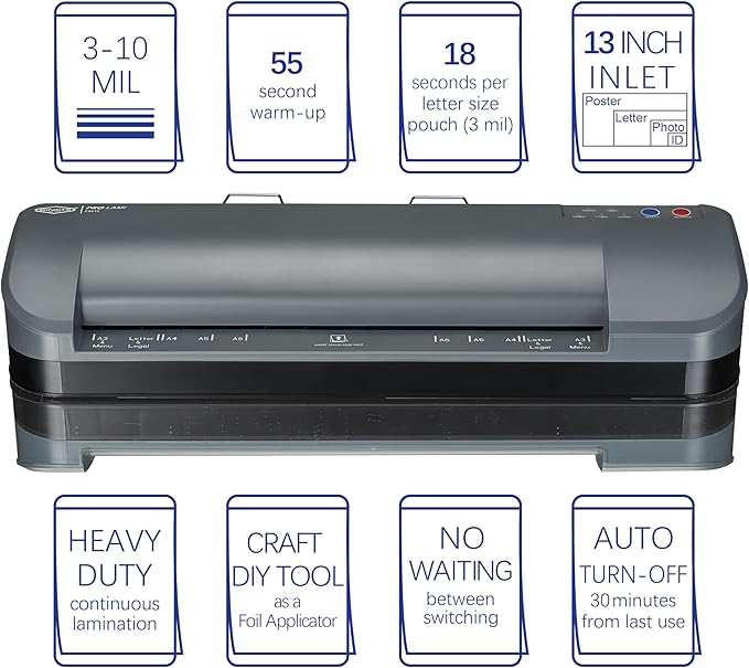 SINCHI 13-Inch Thermal Laminator & Foil Applicator, 3–10 Mil, 55s Warm-Up - Image 4