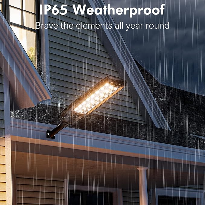 MMKT Solar Street Lights Outdoor, 3 Color Warm White LED Dusk to Dawn IP65 - Image 6