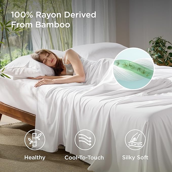 Bedsure Full Size Bed Sheets, Cooling Sheets, Rayon Derived from Bamboo - Image 2