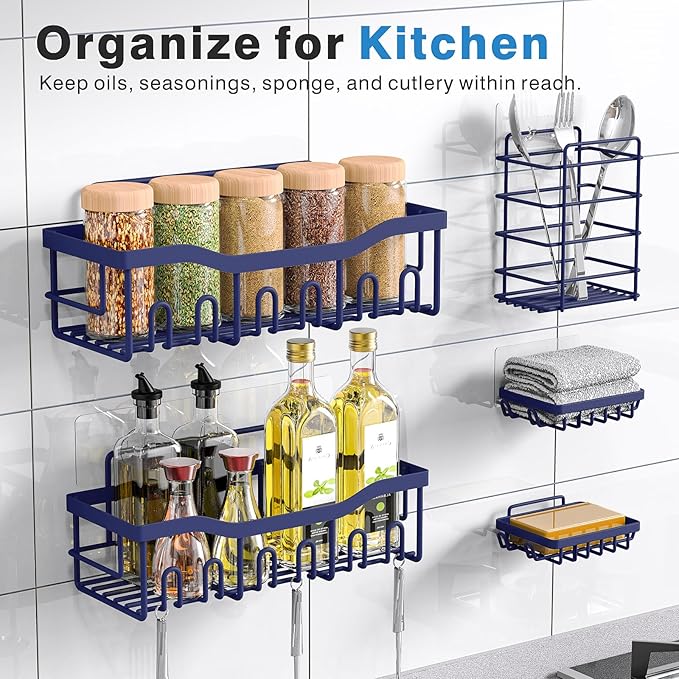 EUDELE 5-Pack Rustproof Stainless Steel Shower Caddy – No Drill Adhesive - Image 6