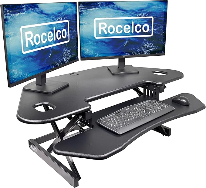 Rocelco 46" Height Adjustable Corner Standing Desk Converter by Rocelco