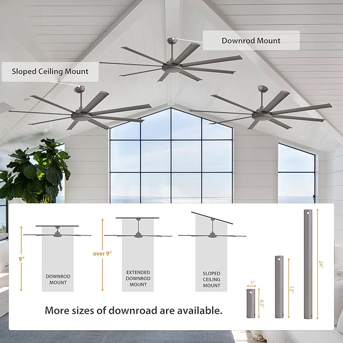 WINGBO 80 Inch Industrial Ceiling Fan without Light, 8 Aluminum Blades Ceiling - Image 8