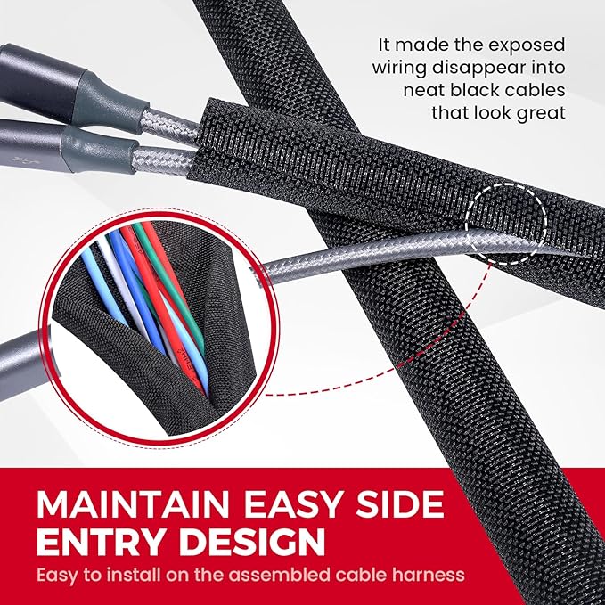 Sonoreboom Self Wrapping-Wire-Loom Black Braided Cable Sleeve - Image 2