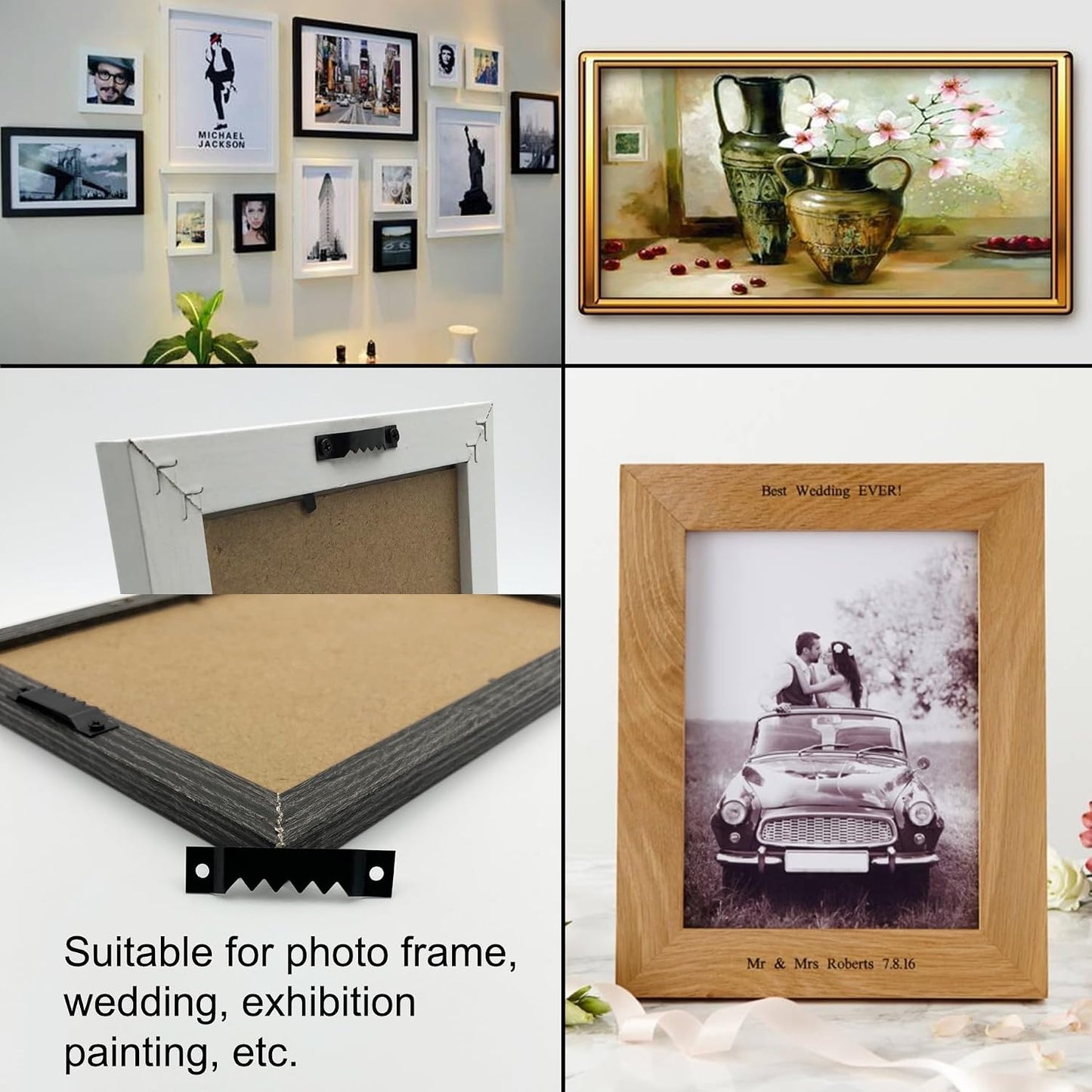 30 Pack Large and 30 Pack Small Sawtooth Picture Hangers (Black) | Metal Heavy Picture Hanging Kit, Picture Frames Hangers, For Hanging Photo Frames, Artwork, Paintings, Clock, Canvas Hooks
