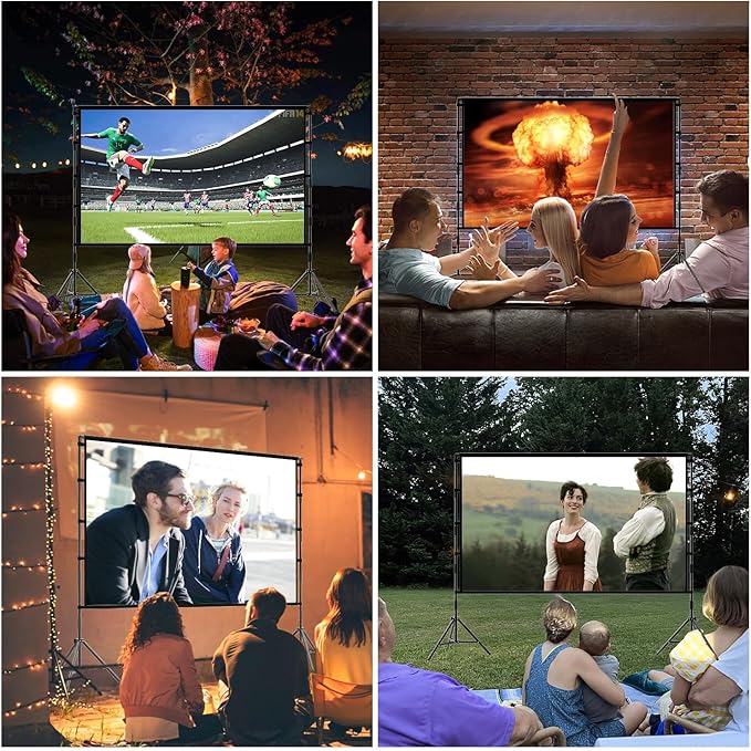 Projector Screen with Stand, TOWOND 100 inch Portable Projector Screen Black - Image 6