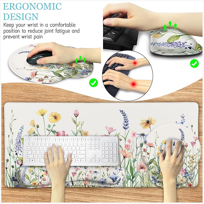 LIMKRIAN Flower Mouse Pad Set Large Desk Matt - Image 4