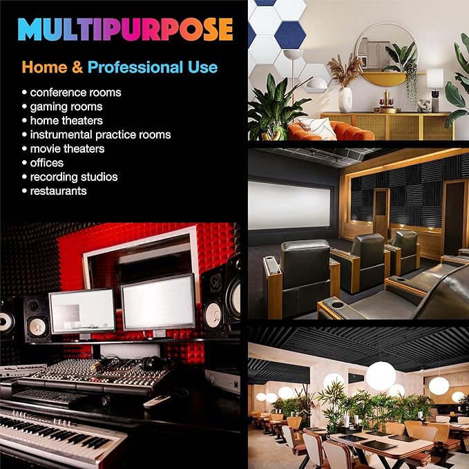 Self-Adhesive 18 Pack Hexagon Acoustic Panels, Beveled Edge Sound Proof - Image 5