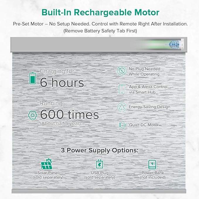 Kilonity Motorized Roller Shades, Light Filtering Remote Control Custom Window - Image 3