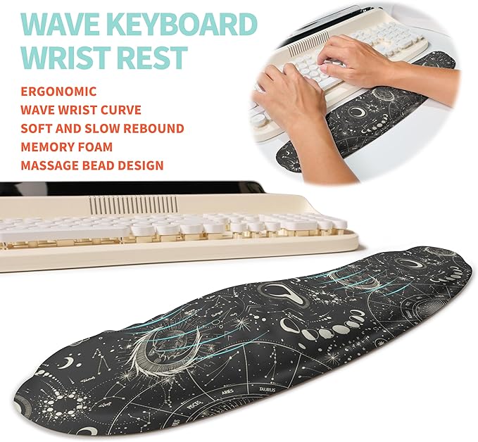 KUOSGM 2-in-1 Ergonomic Set, Wave Rise Keyboard Wrist Rest and Massage Bulge - Image 2