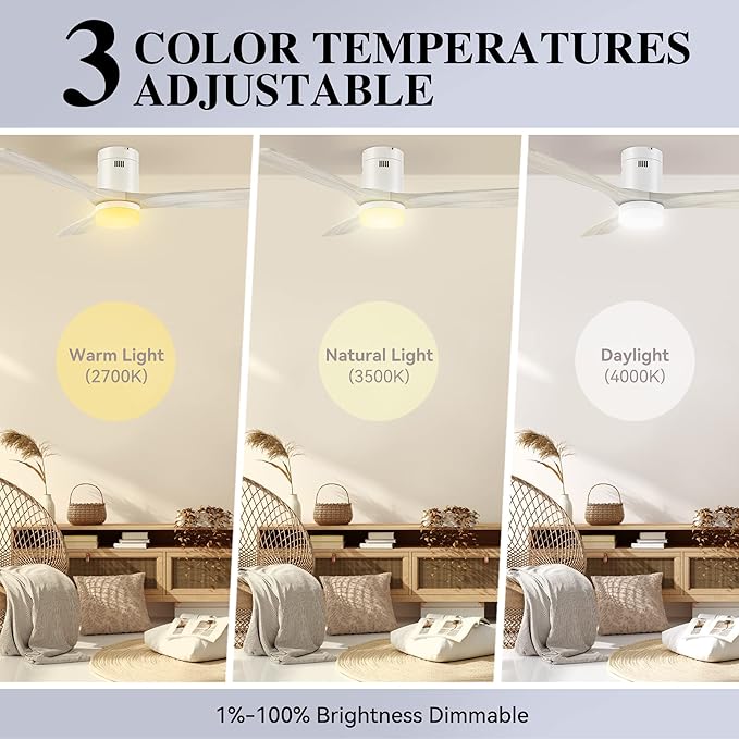 SMAAIR 52 Inch Flush Mount Smart Ceiling Fan - Image 4