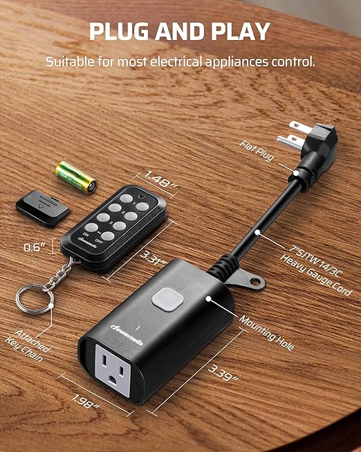 DEWENWILS Outdoor Remote Control Outlet, 15A Wireless Remote Control Switch - Image 6