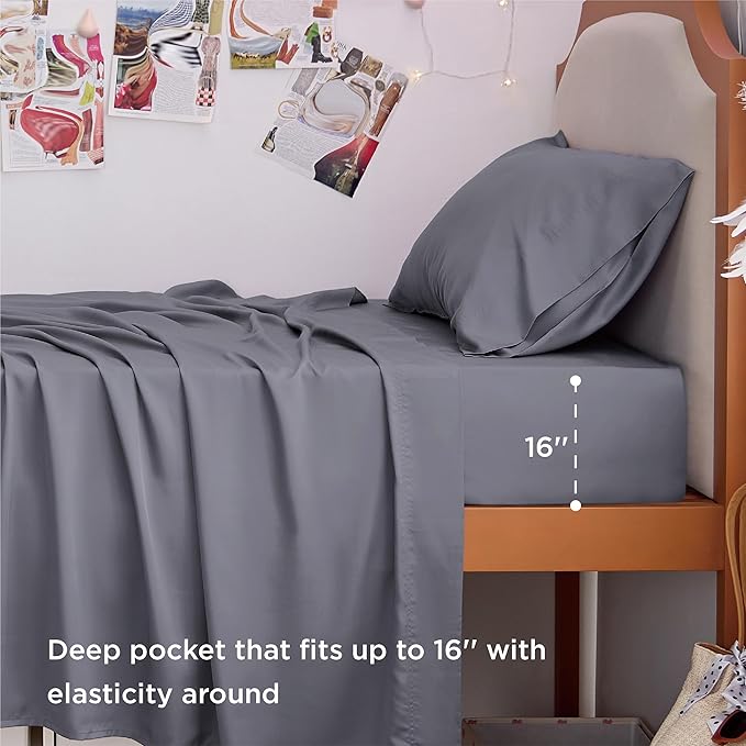 Bedsure Twin XL Sheet Set Dorm Bedding, Cooling Sheets Twin Extra Long Sheets - Image 5