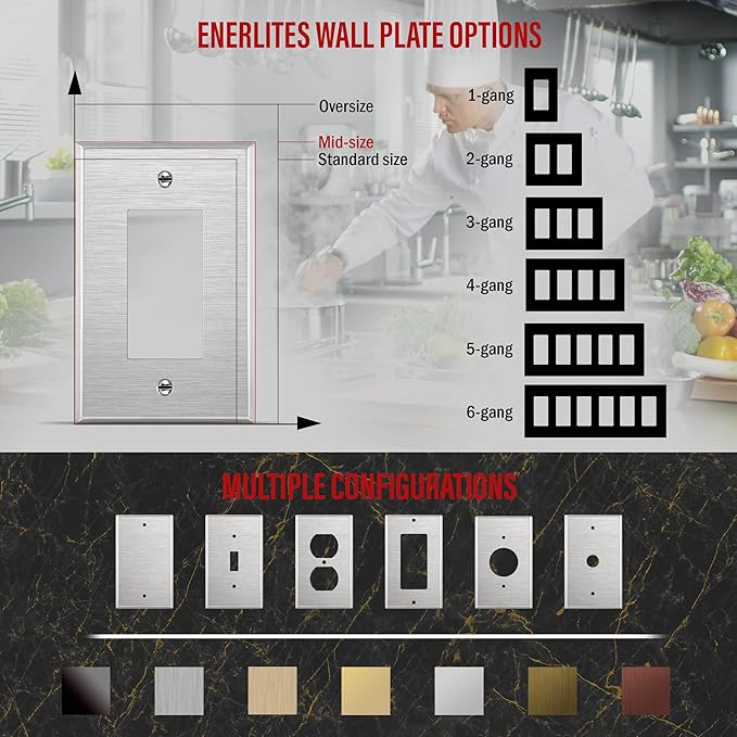 ENERLITES Decorator Switch or Outlet Metal Wall Plate, 430 Stainless Steel - Image 4