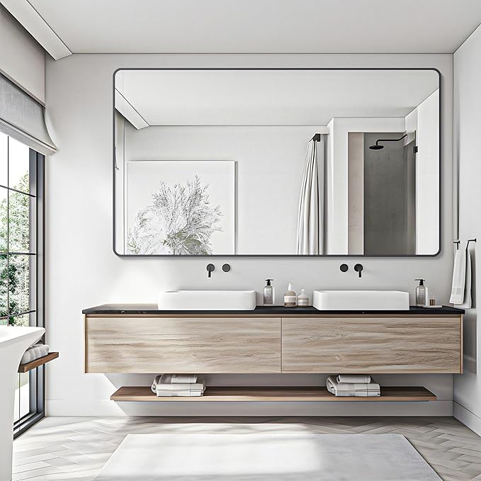 30" x 55"Bathroom Mirror, Matte Black Wall Mirror - Image 2