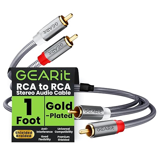 GEARit RCA Cable 2RCA Male to 2RCA Male Stereo Audio Cables Shielded Braided by GEARit