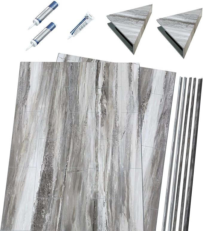 Palisade 78in x 36in x 36in Waterproof Vinyl Corner Shower Surround Kit - Image 2