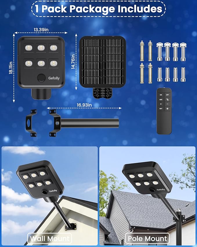Gefolly G-5000W Solar Street Light Outdoor, Wide Angle Commercial Parking Lot - Image 6