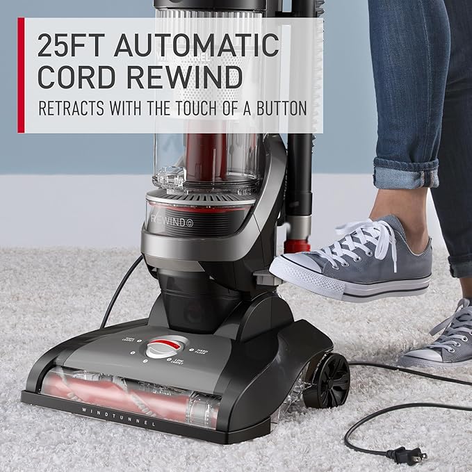 Hoover WindTunnel Cord Rewind Pro Bagless Vacuum Cleaner, Corded Upright Vacuum - Image 3