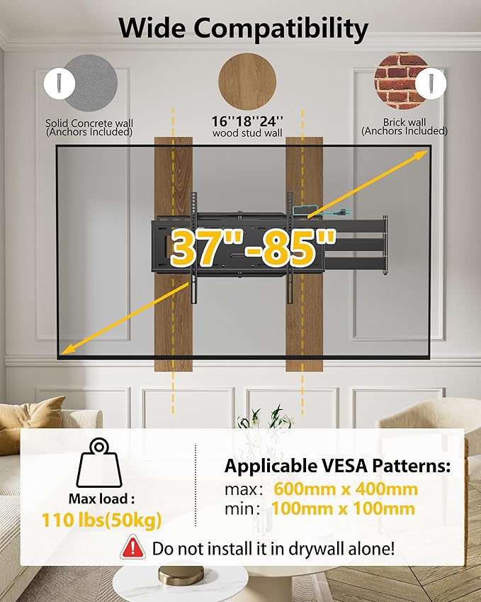 48'' Extension Extra Long Arm TV Wall Mount - Image 8