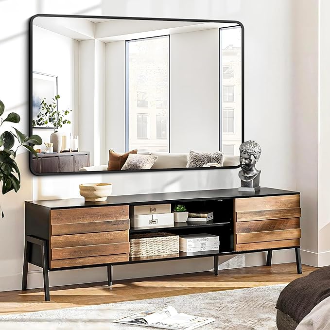 FORBATH Large Bathroom Mirror 48 x 36 Inches，Black Large Wall Mirror Aluminum - Image 3