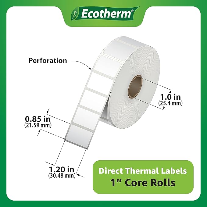1.2" x .85" Thermal Labels | 4 Rolls | 8800 Labels | fits Zebra, Offnova - Image 3