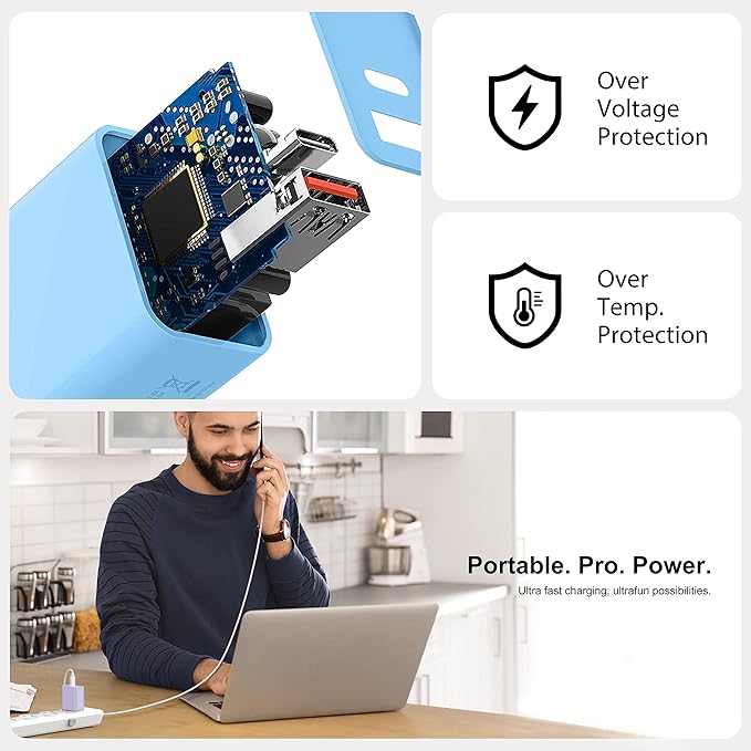 3 Pack Dual Port USB C Charger Block, 20W Power Delivery + QC3.0 USB A Double - Image 6