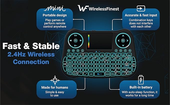 Wireless Mini Keyboard Remote Control Touchpad Mouse Combo Controller - Image 3