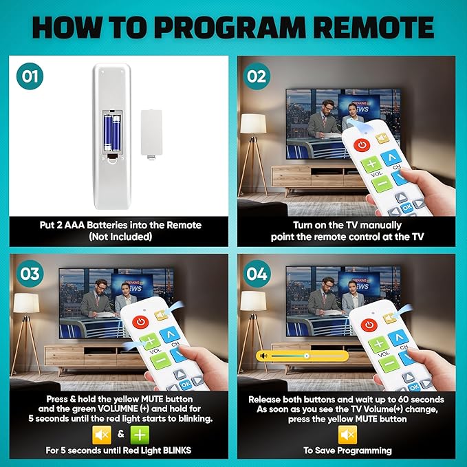 EZclicker Plus Big Button Universal TV Remote Simple Easy to Use, Works - Image 5