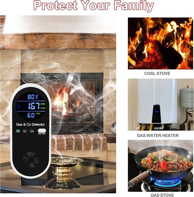 Koabbit Natural Gas & Carbon Monoxide Detector, Plug in Carbon Monoxide Alarm - Image 6