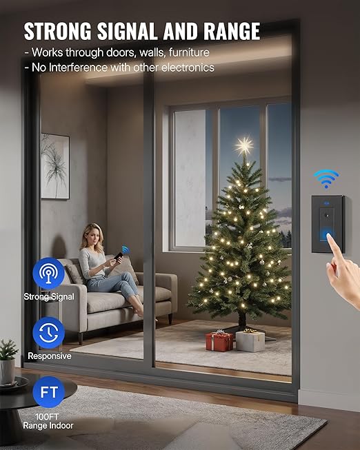 Black Remote Control Outlet Plug, WILAWELS Wireless Light Switch, On Off Remote - Image 5