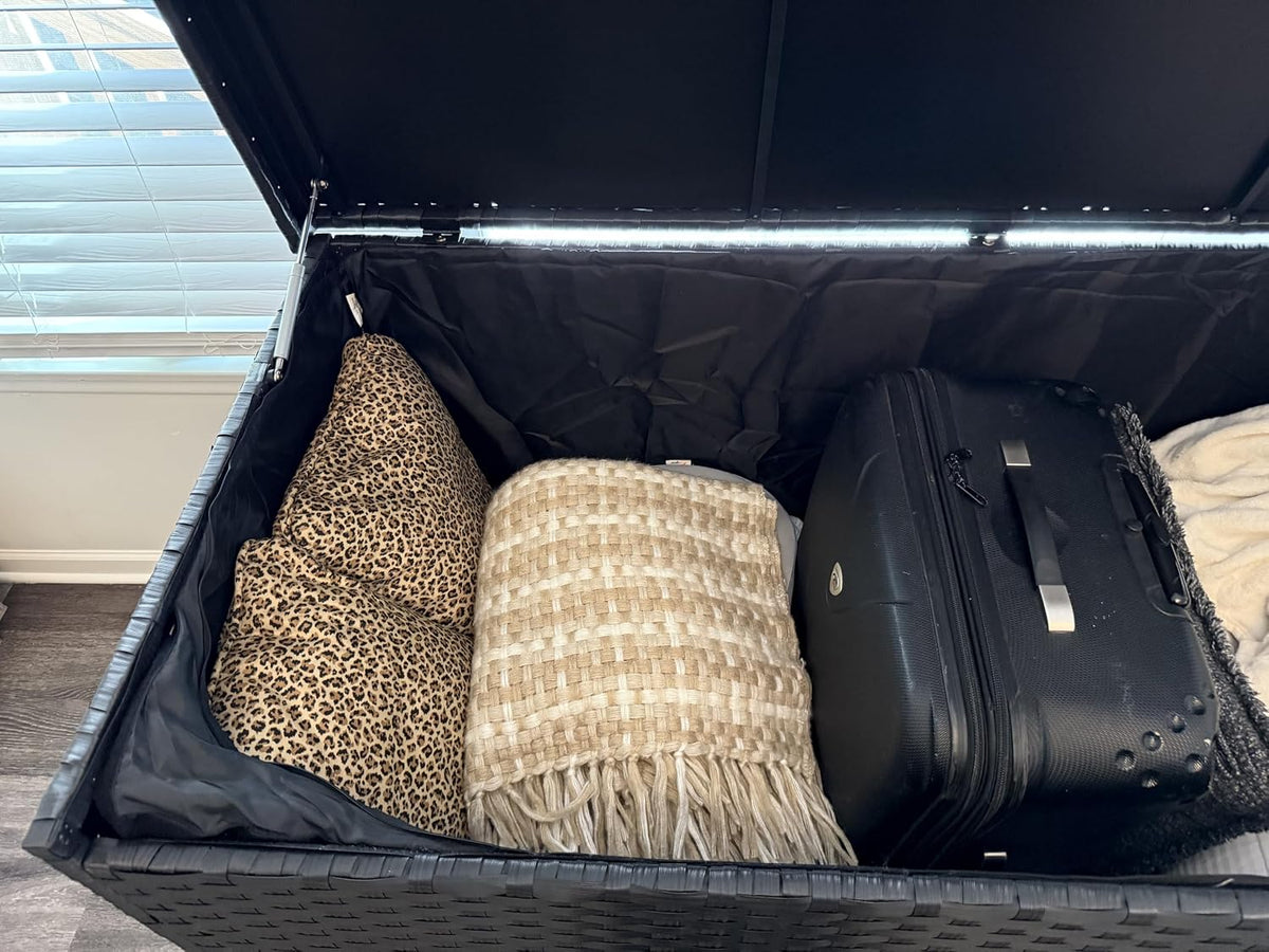 dwvo 260 gallon deck box, xxl all-weather wicker, side view