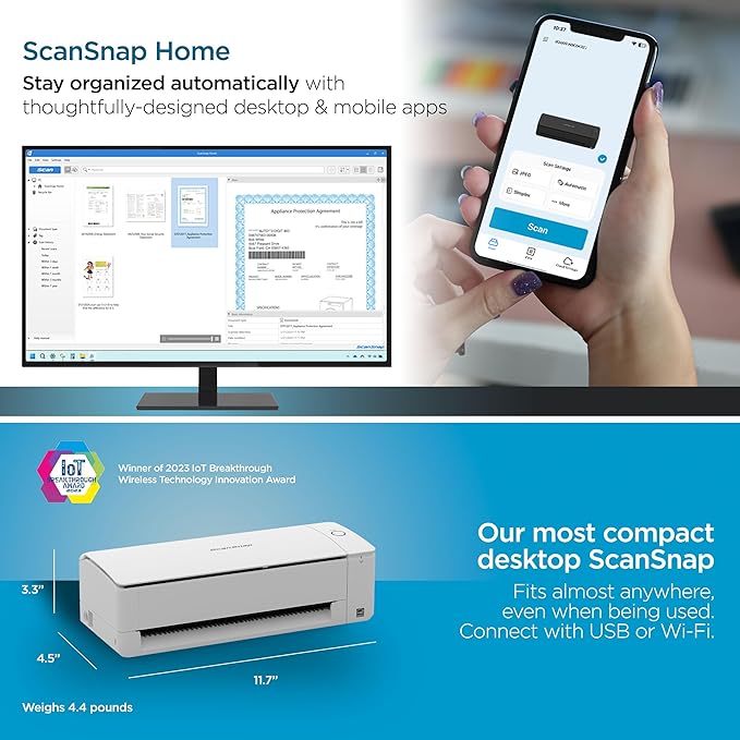ScanSnap iX1300 Compact Wireless or USB Double-Sided Color Document, Photo & - Image 4