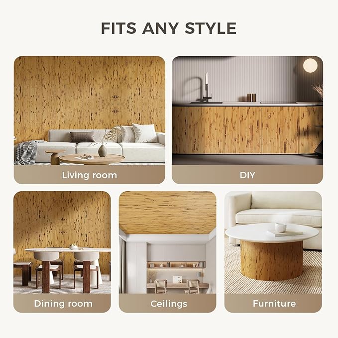 OUZUGIE 2 Pack 96x48 Inch Natural Bamboo Wall Panel – Yellow Burned Pole Wrap - Image 4