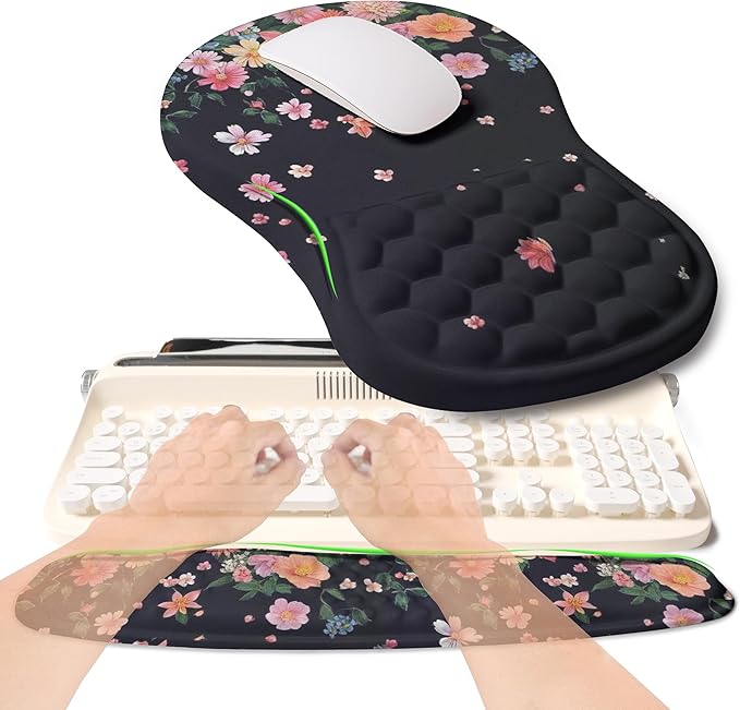 KUOSGM 2-in-1 Ergonomic Set, Wave Rise Keyboard Wrist Rest and Massage Bulge by KUOSGM
