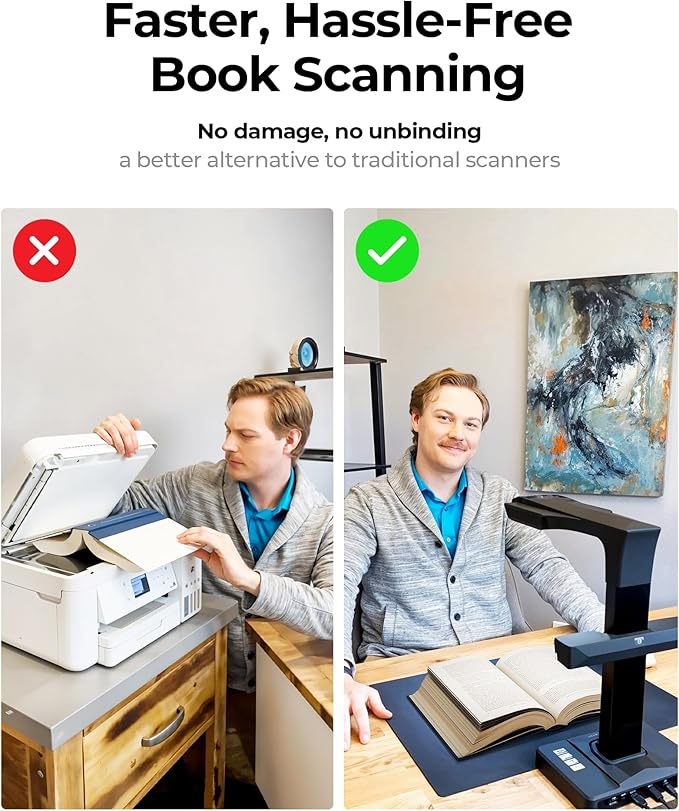 CZUR ET MAX Book Scanner, 38MP High-Resolution Overhead Document Scanner - Image 3
