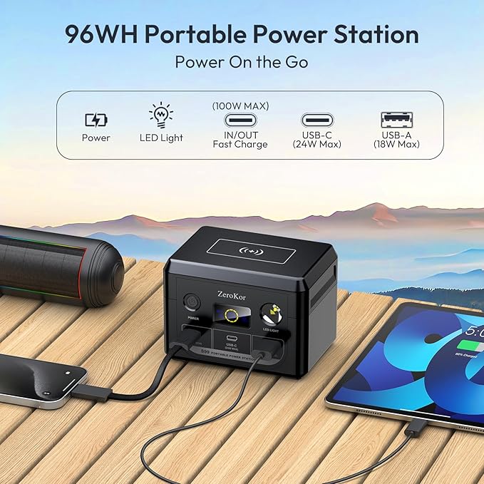 Solar Power Bank with AC Outlet 110V 65W, 100W USB C Power Bank Fast Charging - Image 6