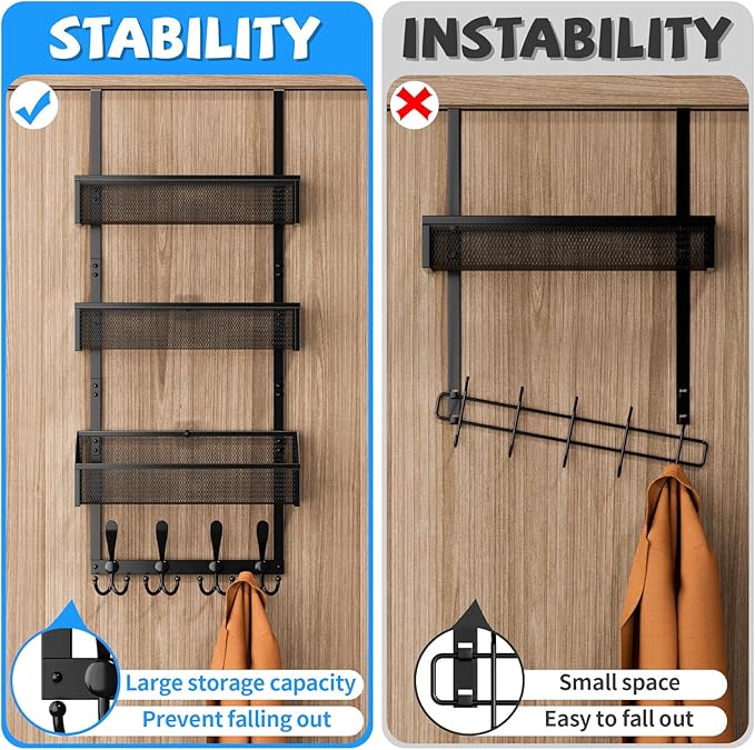 Kaiferty Over The Door Hooks Organizer, Coat Rack Over The Door Storage Hanger - Image 2