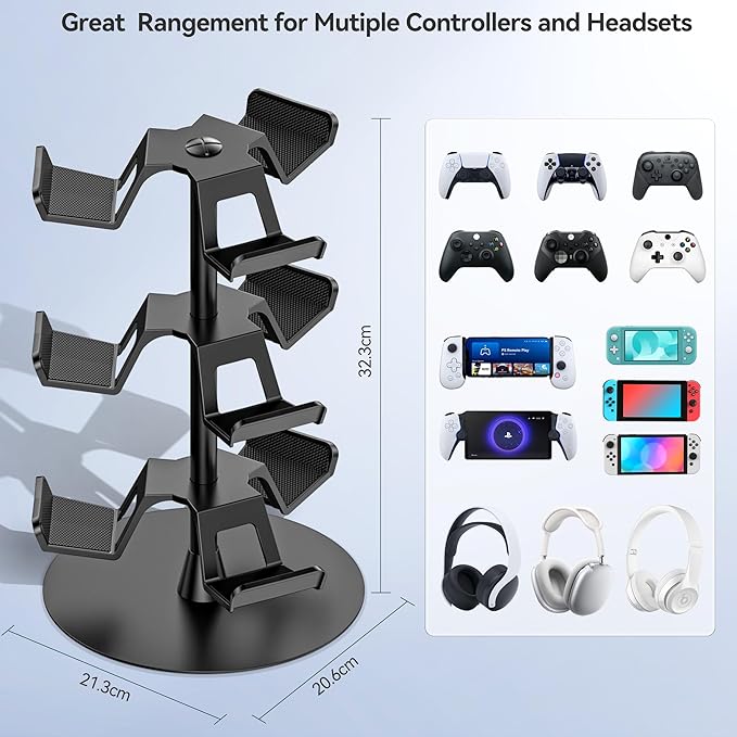 Kosker Headset Stand 3 Tiers for Desk, Rotatable Gaming Controller Stand for - Image 4