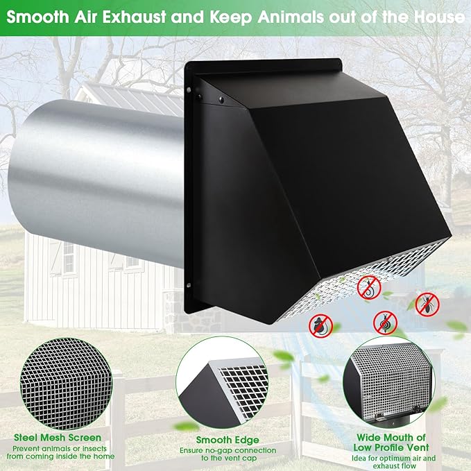 3 Inch Dryer Vent Cover Wall Vent Hood - Image 3
