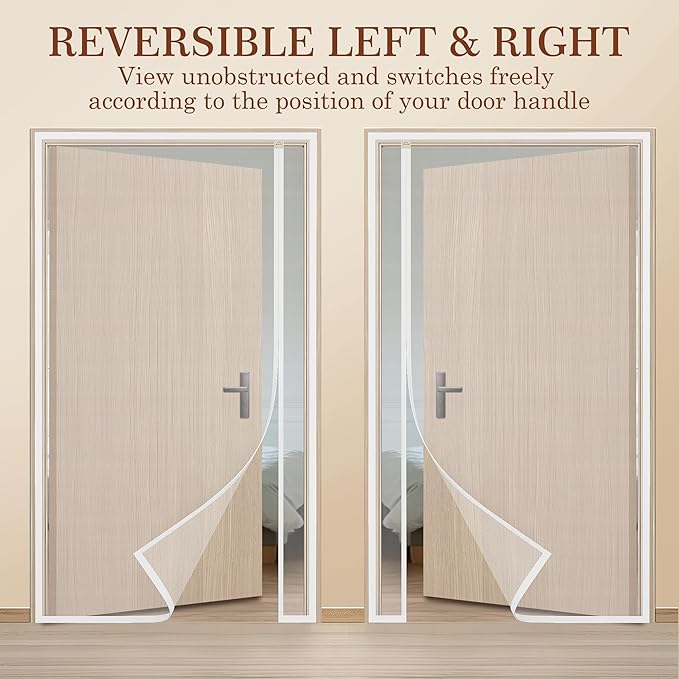 Yotache White Reversible Left Right Side Opening Magnetic Screen Door Fits Door - Image 3