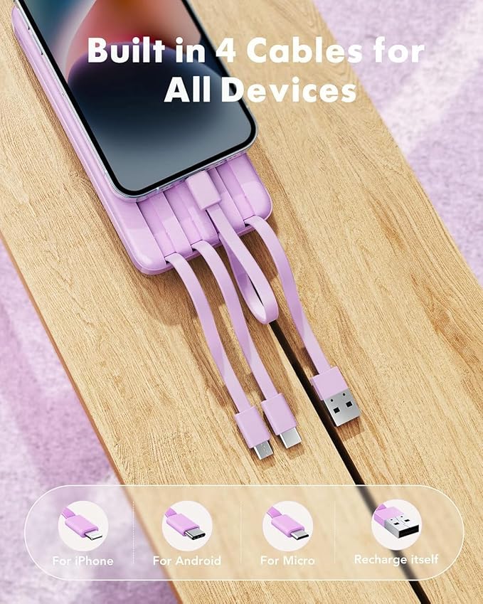 charmast Portable Charger with Built in Cables, Power Bank with Cords Wires - Image 2