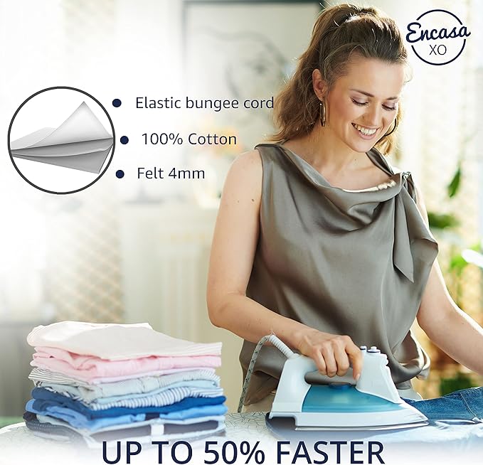 Encasa XO Ironing Board Cover and Pad 49"x18" - 4mm Felt Wide Iron Board Cover - Image 4
